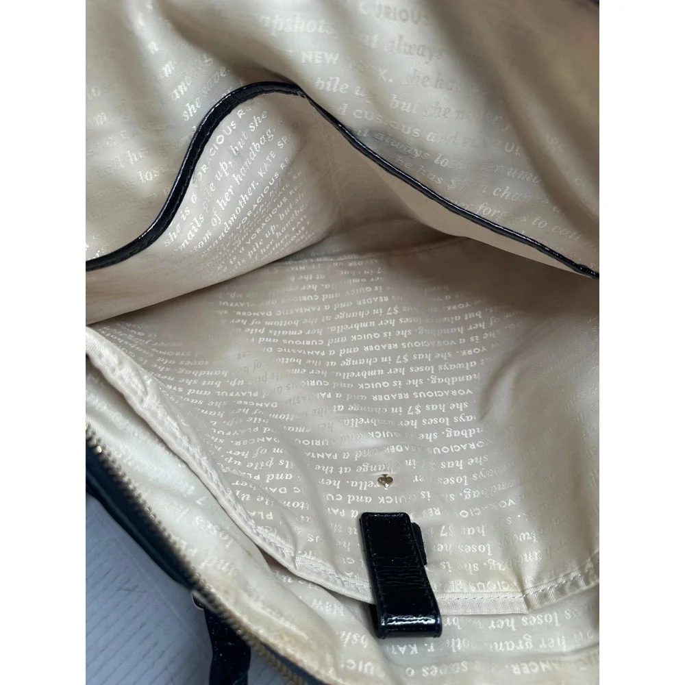 Kate Spade Black White Rose Floral Nylon Laptop Bag Crossbody Tote